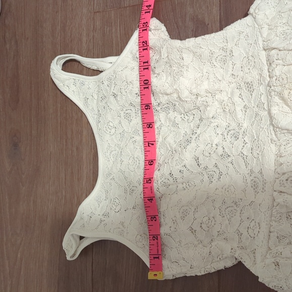 KISMET | White lace lined summer dress, low v back, flared skirt, size small - Picture 7 of 8